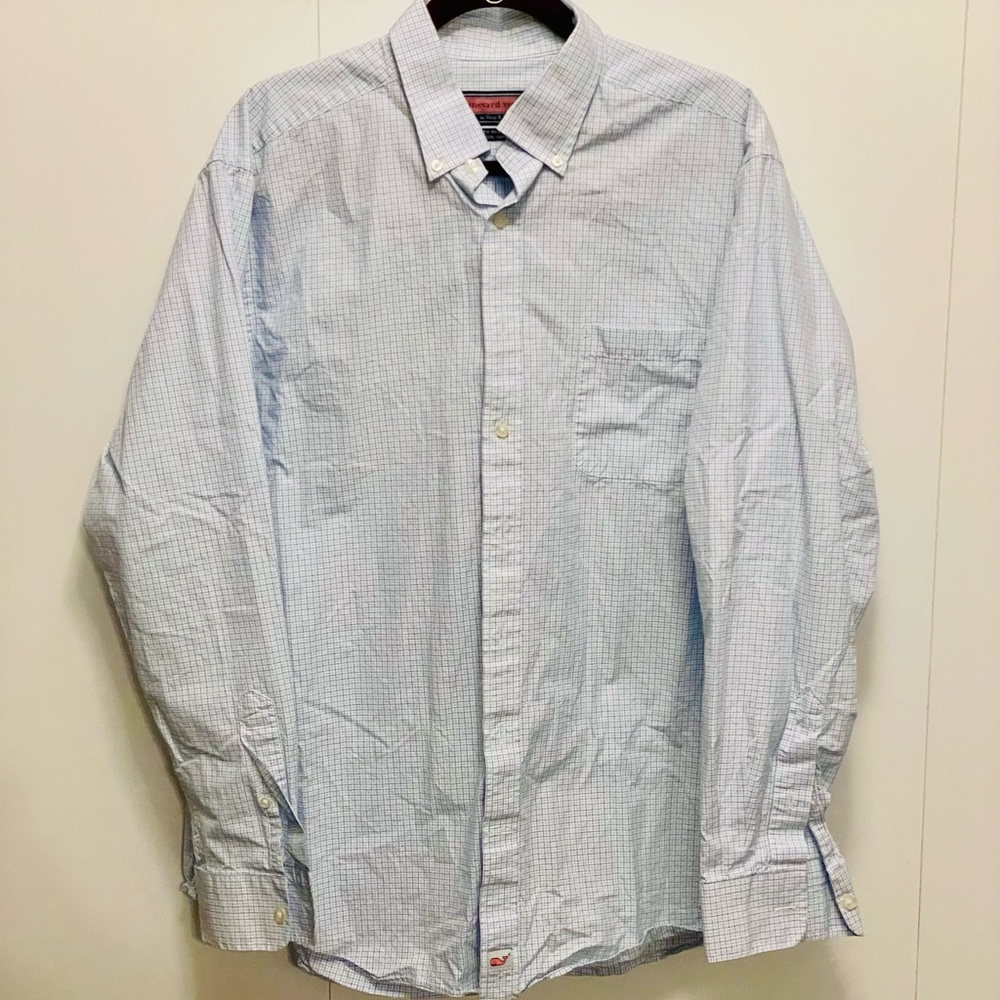 Vineyard Vines Men's Blue & Green Checkered Button Down Shirt Sz XL